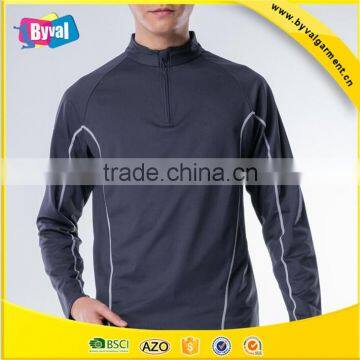 100% Polyester Half Zip Shirt Wholesale Sports Gym Quick dry Men's Running Fitness Half-zip Long Sleeve Shirts