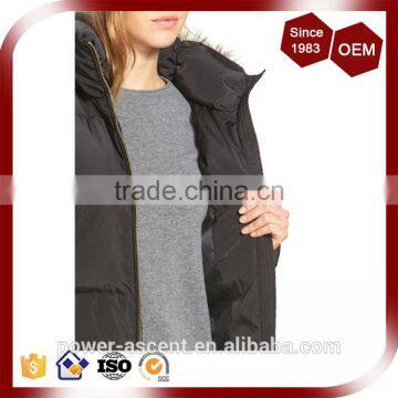 Belt-cinched Waist Padding Quilting Womens Parka With Fur photo-4