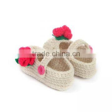 Flower Button Style Free Pattern Crochet Baby Girls Shoes