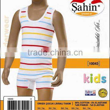 BOYS SINGLE JERSEY LYCRA STRIPED SINGLET BOXER SET photo-2