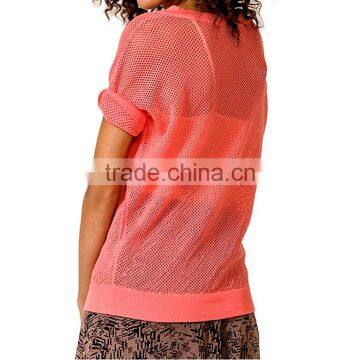 Custom Sexy Style o Neck Short Sleeve Mesh Knitted Sweater for Women photo-2