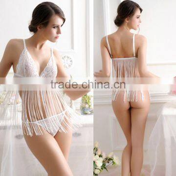 Fashion two pieces hot transparent lingeries women underwear with tassel