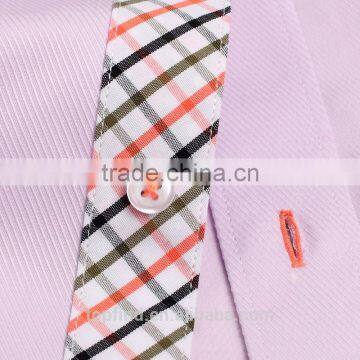 Italian Short Sleeve Pink Color 100% Cotton Men Double Collar Dress Shirt photo-4