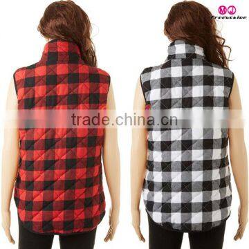 AFFORDABLE LOW MOQ Buffalo Plaid Women Vest photo-3