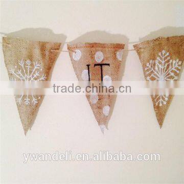 Winter Decoration Christmas Burlap Bunting, Hessian Let It Snow Bunting With Shabby Chic Rustic Style photo-3