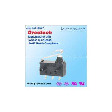 Greetech G304 50uA 3V DC Simulated Roller Lever Left Side PCB Terminal Waterproof Micro Slide Switch