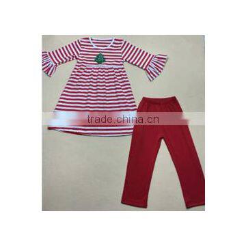 Wholesale bell sleeve stripe tunic dress top red casual trousers girls christmas outfits