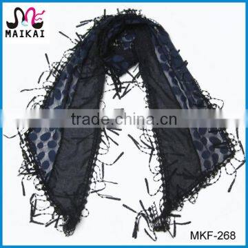 Wholesale new fashion embroidery lace scarf