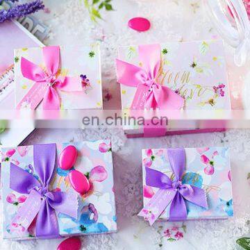 Newest square candy gift tinplate box with ribbon two sizes