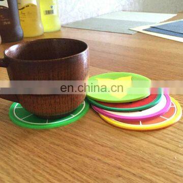soft surface 9cm diameter fruit design soft pvc coaster for promotional gift
