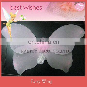 Pink color glitter printing nylon butterfly wing baby angel wings decoration