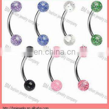 Charming glitter ball acrylic uv eyebrow ring body piercing jewelry