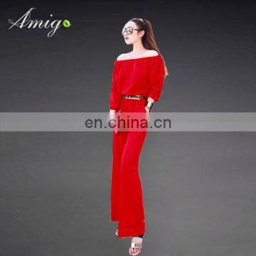 2015 new comes hot sale trendy off shoulder long sleeve woomen jumpsuit