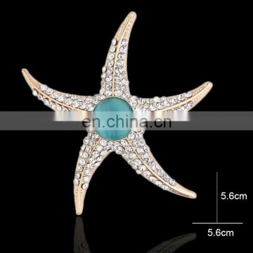 china wholesale Fashion korean crystal rhinestone Starfish brooch MB-0012