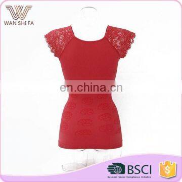 Top Quality Flower Printing Single Color Lace Short Sleeve Seamless Shaper Wear photo-3