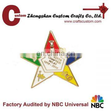 custom stamping pin star badge with enamel