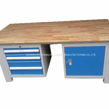 Factory price stainless steel work table with top wooden