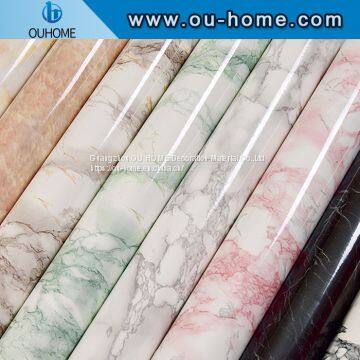 OUHOME Glossy Marble Cabinet Background Decoration Film Marble Effect Contact Paper Film Vinyl Self Adhesive photo-4