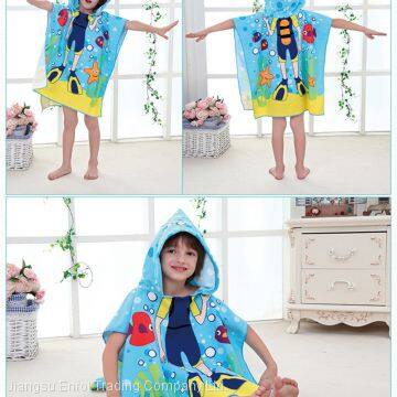 New Children Cute Cartoon Hooded Cloak Beach Towel Animal Printed Microfiber Baby Boys Girls Kids Swimming Bath Towel 120x60cm photo-4