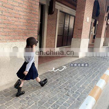 C1025/Hot Sell Wholesale Fashion Cotton Baby Girls Pleated Knee Skirt High Quality School Kid Clothing