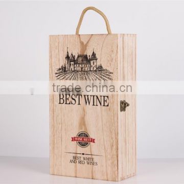 Custom-made silk printing logo double bottles wooden wine box