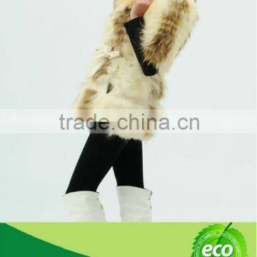 2013 Sexy Newest Women's Genuine Pretty White And Black Real Raccoon Dog Fur Coat