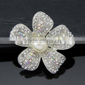 wholsale fashion silver gold crystal rhinestone diamond pearl safety pin brooch