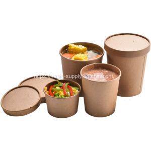 Eco friendly kraft soup takeaway food containers paper bowls for hot food hot soup packaging