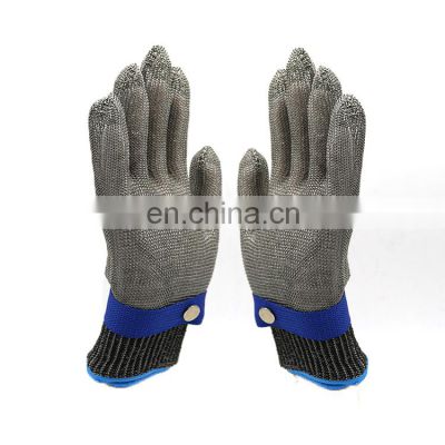 Food Grade 316L Brushed Stainless Steel Mesh Cut Resistant Chain Mail Gloves Meat Cut Butcher Glove