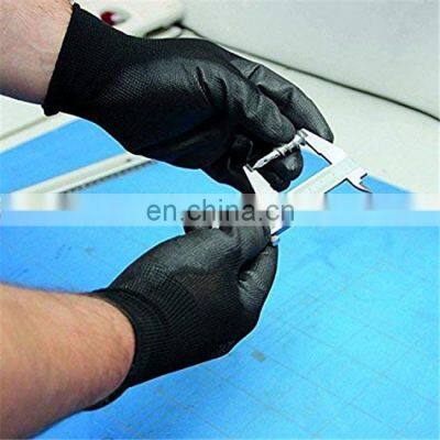 13 Gauge Polyester Knitted Black PU Coated Work Gloves photo-3