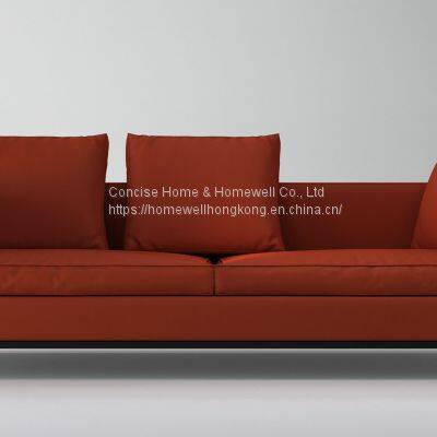 Modern Sofa LS1502 Metal Legs Frame Genuine Leather or Fabric Upholstered Sofa photo-3