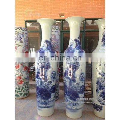 H2meter Chinese Hand Painted Porcelain Big Floor Vases For Indoor And Outdoor decoration