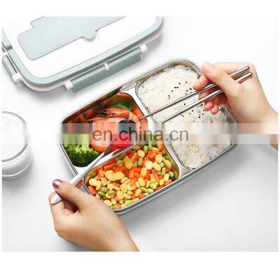 Luxury Reusable Double Wall Eco Friendly 3 Compartment Stainless Steel Bento Black Lunch Box photo-4