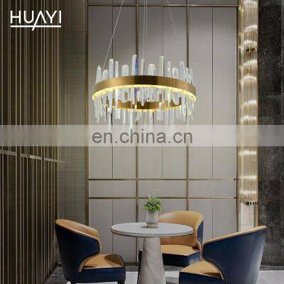 HUAYI Light Luxury Style Living Room Decorative Modern Gold LED Crystal Chandelier Pendant Light photo-3
