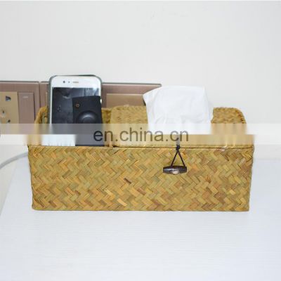 100% Eco-friendly Sea Grass Square Rectangle Napkin Holder Woven Tissue Box