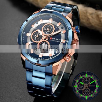 CURREN 8323 Luxury Quartz Watches for Mens Casual Chronograph and Date Clock Top Brand Wristwatches Male Black