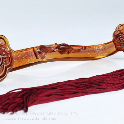 Colored Glaze Ruyi With Ingot Dragon Chinese Feng Shui Ornament Gift photo-2