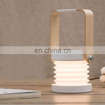 Wooden Handle Portable Lantern Lamp Telescopic Folding LED Table Lamp Rechargeable Desk LED Lamp