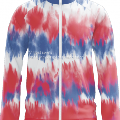 Custom Sublimation Jacket of Three Color With White Zipper