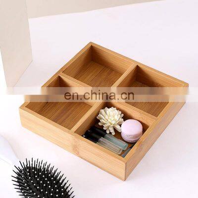 Multi-function Organizer Bedroom Living Room Cosmetic Storage Case Desktop Bamboo Storage Box Organizer Kitchen & Tabletop