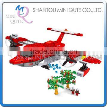 Mini Qute DIY Fire fighting helicopter plane vehicle action figures plastic cube building blocks bricks educational toy NO.21703