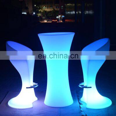 tables and chairs for events /Remote control outdoor party event modern industrial plastic light up led bar stool