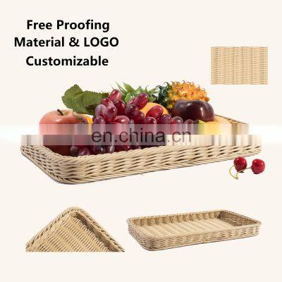 HBK skin cream-coloured color fruit bread woven basket for food and drink