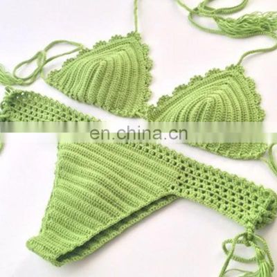 Hot Sale Green Crochet Bikini Set Womens Swimsuit Sexy Bikini Women Beachwear Vietnam Supplier Cheap Wholesale