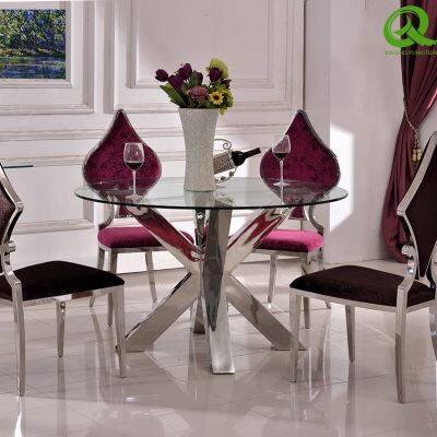 Stainless steel base fashionable luxury wedding glass top tables