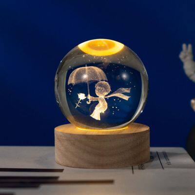 Night Light Crystal Ball Night Lights USB Warm Bedside Light Home Decor Christmas Kid Gift Night Lamp