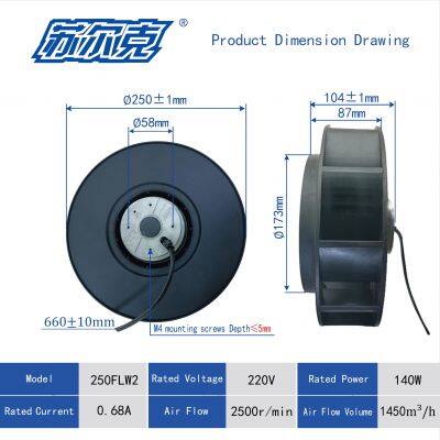 250mm 220V AC Backward Centrifugal Fan External Rotor Motor Cooling Fan photo-2