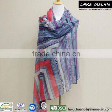 100% Polyester Geometry Printed Woven Scarf With Tassels For SS 16 photo-4