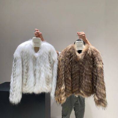 Haining ORIGINAL AESTHETIC IMPORT  Fur back Fur striped FUR coat for Women