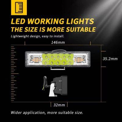 6inch 48W Strobe Flash LED Work Light Bar Combo Beam White Yellow Dual Color Car Led Work Lamp photo-2